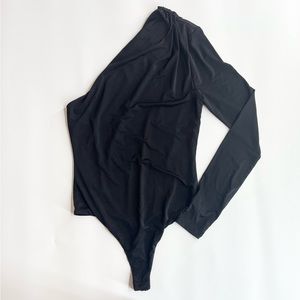 Lovers and Friends Bodysuit Small Black One Shoulder Basic Minimalist